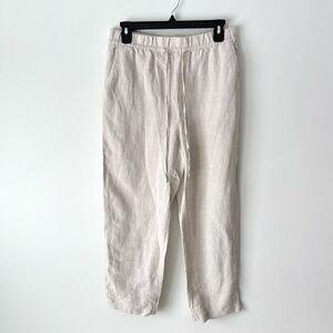 Beige Tan Linen Pants Straight Leg Flowy Beachy Vacation Neutral Minimalist